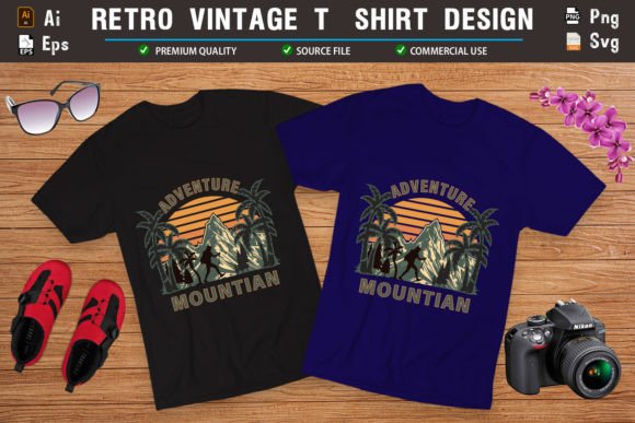 Adventure Mountain Retro Vintage T-shirt Graphics