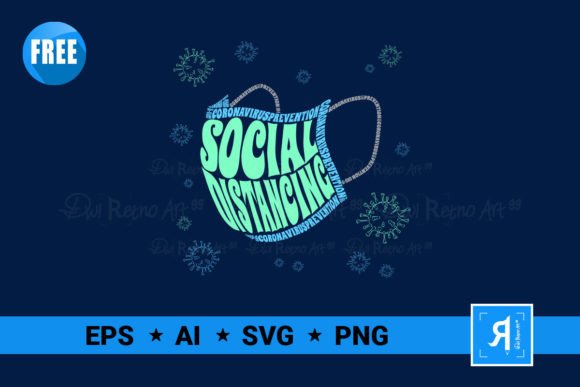 Graphics & Freebies: Social Distancing COVID-19 Text Mask