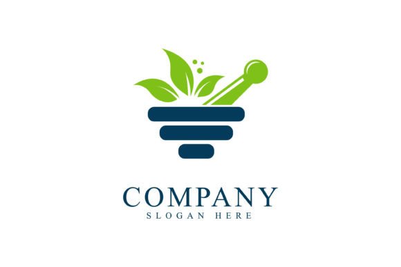 Pharmacy Logo with Mortar and Pestle: Graphics for Logos