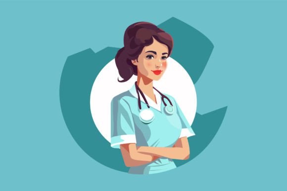 Reviewing Young Nurse Samile Face Vector for Embroidery