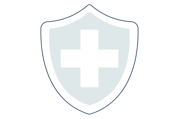 Shield with Cross Symbol: Health Protect Graphics